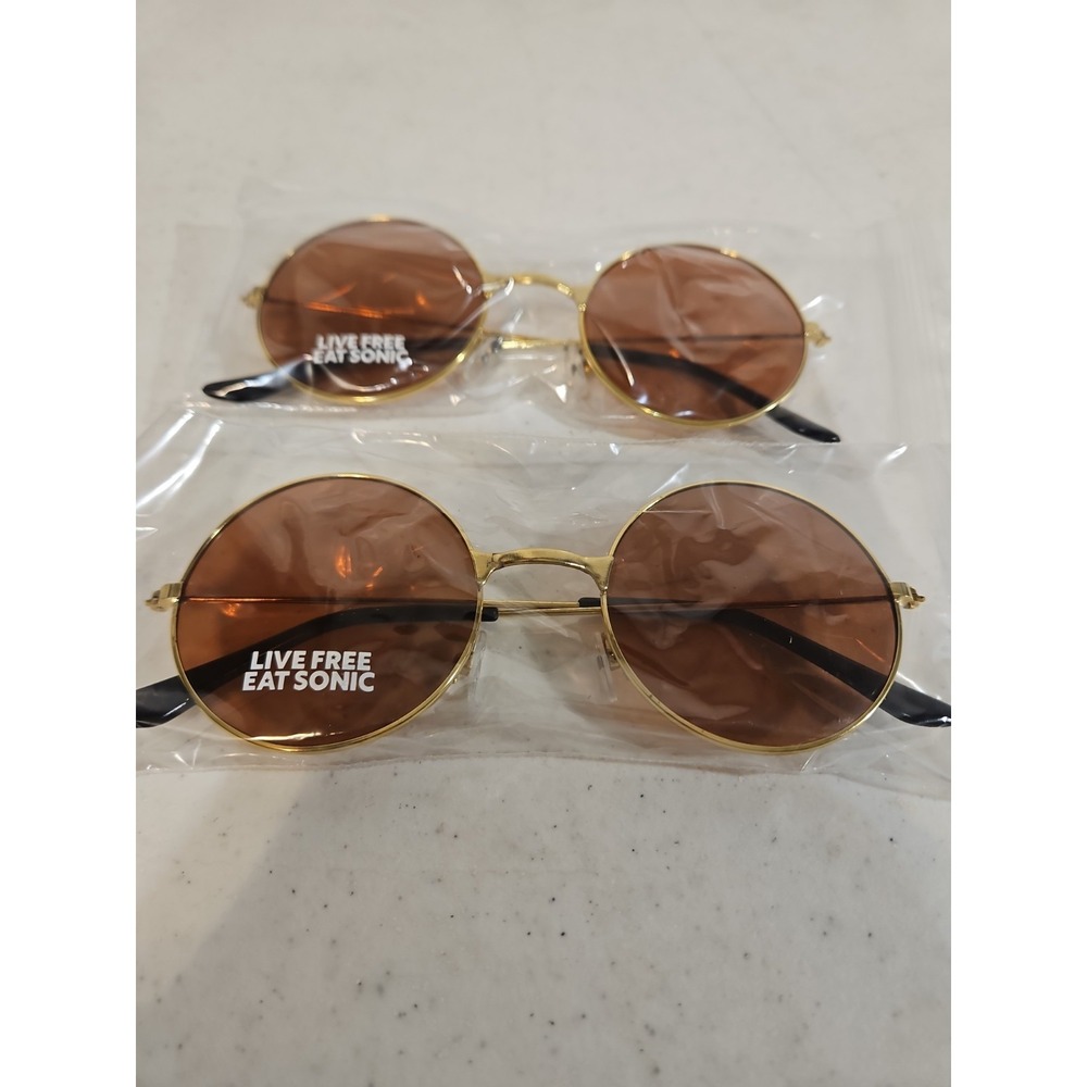 SONIC‎ DRIVE IN - LIVE FREE EAT SONIC - GOLD TONE SUNGLASSES - NEW